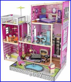 Kidkraft 65833 Uptown Wooden Dolls House With Furniture And Accessories