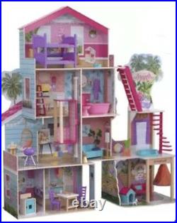 Kidkraft Pool Party Mansion Wooden Dollhouse Dolls House Girls Play Doll NEW