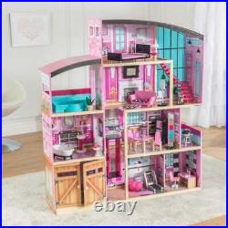 Kidkraft Shimmer Mansion Dollhouse Wooden Dollhouse Fits Barbie Sized Dolls