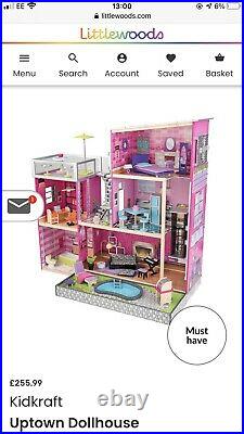 Kidkraft Uptown Wooden Dolls House With Furniture And Accessories