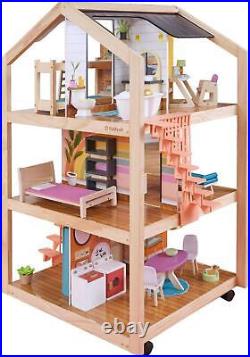Kidkraft so Stylish Tall Mansion Dollhouse Boho Naturals Wooden Play Doll House Kidkraft so Stylish Tall Mansion Dollhouse Boho Naturals Wooden Play Doll House