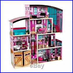 Kids Big Wooden Dollhouse Shimmer Mansion for 12 Inch Dolls