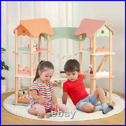 Kids DIY Wooden Pretend Dollhouse 7 Room 33PCS Realistic Furniture Accessories Kids DIY Wooden Pretend Dollhouse 7 Room 33PCS Realistic Furniture Accessories