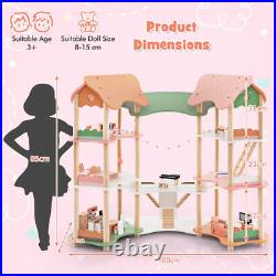 Kids DIY Wooden Pretend Dollhouse 7 Room 33PCS Realistic Furniture Accessories Kids DIY Wooden Pretend Dollhouse 7 Room 33PCS Realistic Furniture Accessories