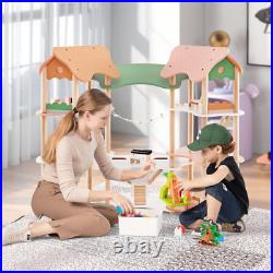 Kids DIY Wooden Pretend Dollhouse 7 Room 33PCS Realistic Furniture Accessories Kids DIY Wooden Pretend Dollhouse 7 Room 33PCS Realistic Furniture Accessories