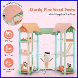 Kids DIY Wooden Pretend Dollhouse 7 Room 33PCS Realistic Furniture Accessories Kids DIY Wooden Pretend Dollhouse 7 Room 33PCS Realistic Furniture Accessories