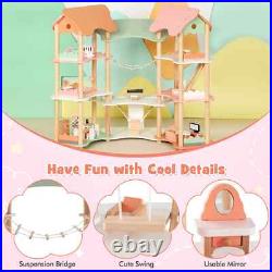 Kids DIY Wooden Pretend Dollhouse 7 Room 33PCS Realistic Furniture Accessories Kids DIY Wooden Pretend Dollhouse 7 Room 33PCS Realistic Furniture Accessories