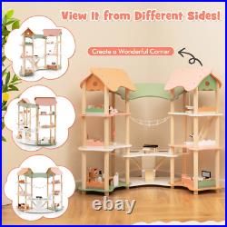 Kids DIY Wooden Pretend Dollhouse 7 Room 33PCS Realistic Furniture Accessories Kids DIY Wooden Pretend Dollhouse 7 Room 33PCS Realistic Furniture Accessories