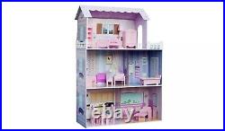 Kids Dreamland 12inch Big Wooden Purple Pink Dolls House Best Gift For Your Girl