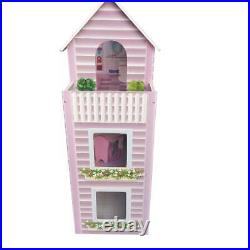 Kids Large Dollhouse Wooden Play Set Pink Minatare Furniture Creative Fun NEW