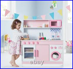 Kids Pink Wooden Kitchen Dolls House