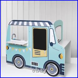 Kids Play Boys Girls Wooden Toy Set Food Truck Van Perfect Xmas Gift NEW