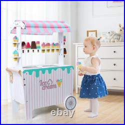Kids Pretend Play Snack Stall Toy, Children Doll House Ice Cream Stand Cart Toy Kids Pretend Play Snack Stall Toy, Children Doll House Ice Cream Stand Cart Toy