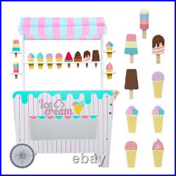 Kids Pretend Play Snack Stall Toy, Children Doll House Ice Cream Stand Cart Toy Kids Pretend Play Snack Stall Toy, Children Doll House Ice Cream Stand Cart Toy