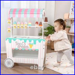 Kids Pretend Play Snack Stall Toy, Children Doll House Ice Cream Stand Cart Toy Kids Pretend Play Snack Stall Toy, Children Doll House Ice Cream Stand Cart Toy