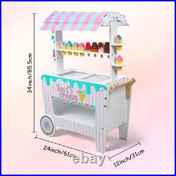 Kids Pretend Play Snack Stall Toy, Children Doll House Ice Cream Stand Cart Toy Kids Pretend Play Snack Stall Toy, Children Doll House Ice Cream Stand Cart Toy