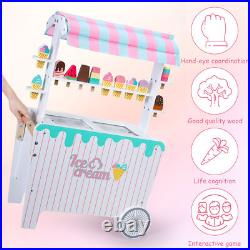 Kids Pretend Play Snack Stall Toy, Children Doll House Ice Cream Stand Cart Toy Kids Pretend Play Snack Stall Toy, Children Doll House Ice Cream Stand Cart Toy
