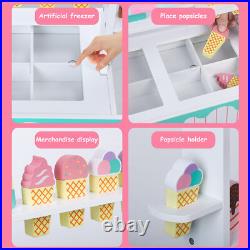 Kids Pretend Play Snack Stall Toy, Children Doll House Ice Cream Stand Cart Toy Kids Pretend Play Snack Stall Toy, Children Doll House Ice Cream Stand Cart Toy