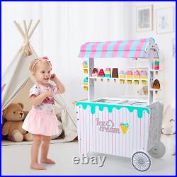 Kids Pretend Play Snack Stall Toy, Children Doll House Ice Cream Stand Cart Toy Kids Pretend Play Snack Stall Toy, Children Doll House Ice Cream Stand Cart Toy