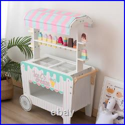 Kids Pretend Play Snack Stall Toy, Children Doll House Ice Cream Stand Cart Toy Kids Pretend Play Snack Stall Toy, Children Doll House Ice Cream Stand Cart Toy