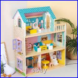 Kids Wooden Dollhouse Children Simulation Play House for Ages 3+ Girls Gifts