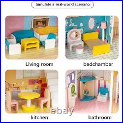 Kids Wooden Dollhouse Children Simulation Play House for Ages 3+ Girls Gifts