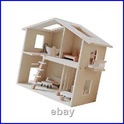 Kids Wooden Dollhouse Children Wooden Playhouse for Boys Kids Birthday