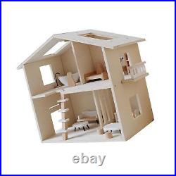 Kids Wooden Dollhouse Play House Toy Educational Toy DIY Pretend House Wooden