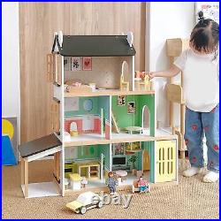 Kids Wooden Dollhouse Playset Parent Child Interaction Dolls House for