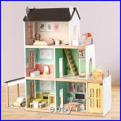 Kids Wooden Dollhouse Playset Parent Child Interaction Dolls House for