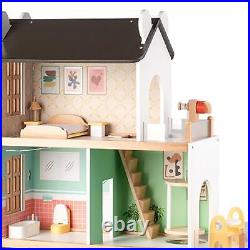 Kids Wooden Dollhouse Playset Parent Child Interaction Dolls House for