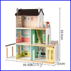 Kids Wooden Dollhouse Playset Parent Child Interaction Dolls House for