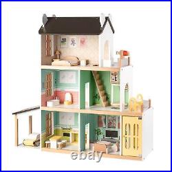 Kids Wooden Dollhouse Playset Parent Child Interaction Dolls House for