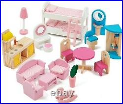 Kids wooden dolls house 115cm tall 3 story play house with lift and furniture