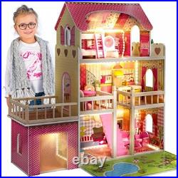 Kinderplay Large Wooden Dolls House Doll House for Girls with