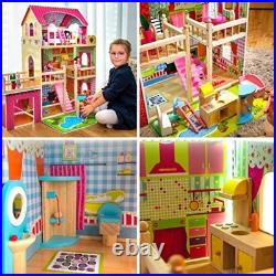 Kinderplay Large Wooden Dolls House Doll House for Girls with