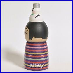 Kokeshi x2 HIRAGA TERUYUKI Snowman 120mm 4.7 sign Japanese wooden doll