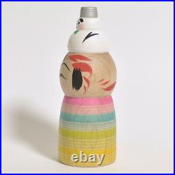 Kokeshi x2 HIRAGA TERUYUKI Snowman 120mm 4.7 sign Japanese wooden doll