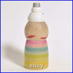 Kokeshi x2 HIRAGA TERUYUKI Snowman 120mm 4.7 sign Japanese wooden doll