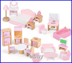 LAWASEN Wooden Dolls House Furniture Sets, Dolls House Accessories include Room