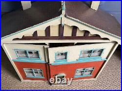 Large 1930's Wooden Vintage Doll House with a few furnishings