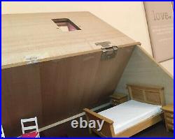 Large 3 Storey Wooden Dolls House With Carpets, Wallpaper And Furniture
