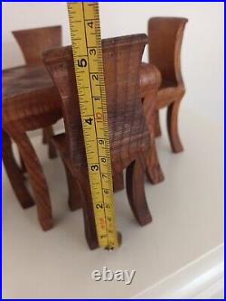 Large Chunky Hand Made Wooden Vintage Dolls House Furniture 9 Piece Rare