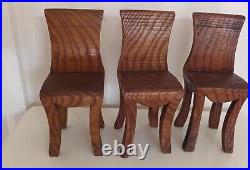Large Chunky Hand Made Wooden Vintage Dolls House Furniture 9 Piece Rare