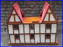 Large Doll House Wooden Triang Glass Lead Windows Air Plant Window Box Vintage