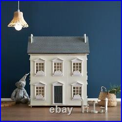 Large Dolls House Wooden Traditional Dollhouse With Furniture for Kids White