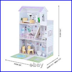 Large Grand Purple Dolls House Wooden Doll House 3.6ft