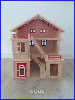 Large Montessori Style Wooden Girls Dolls House Open Plan Play Toy By Legler