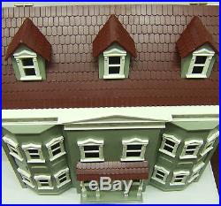 Large Traditional Green Fronted Townhouse Wooden Dolls Collectors House