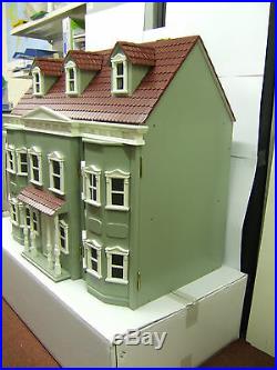 Large Traditional Green Fronted Townhouse Wooden Dolls Collectors House